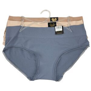 Wacoal Women's 3 Pack  Hipster Panties XL Blue Nude Tan Seamless Underwear NWT